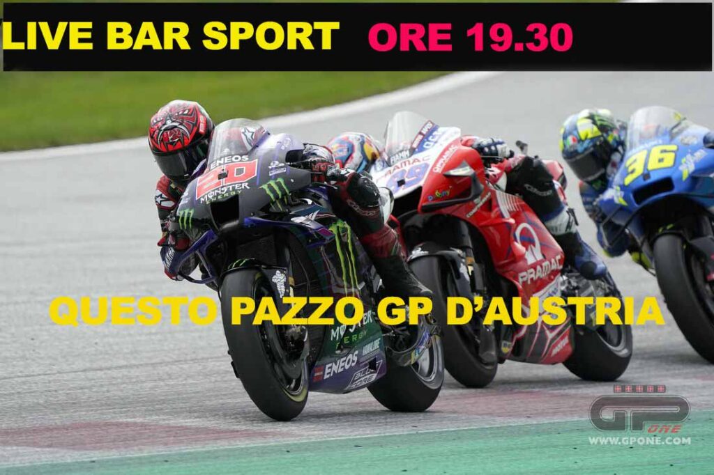 MotoGP, LIVE BAR SPORT à 19h30 : Ce GP d’Autriche déjanté : glissant sous la pluie ! MotoGP, LIVE BAR SPORT à 19h30 : Ce GP d'Autriche déjanté : glissant sous la pluie !