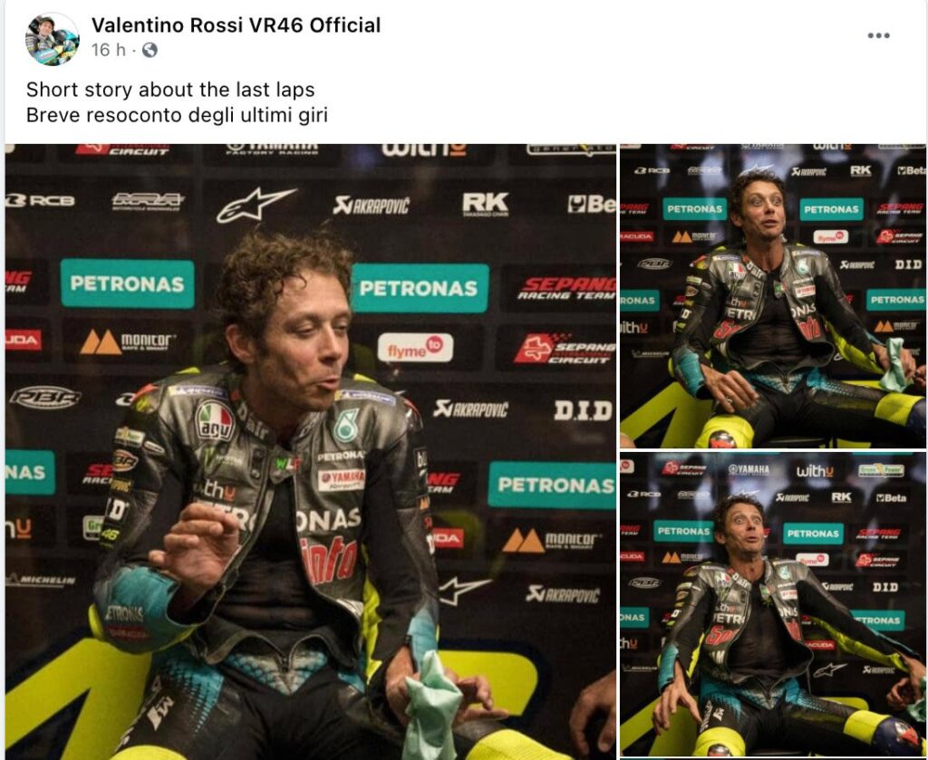 MotoGP, Rossi devient mime : “bref résumé des derniers tours du GP” Ritratto di GPone