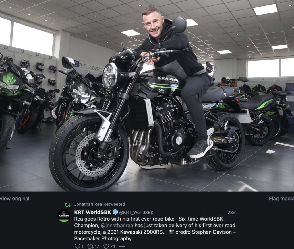 SBK, Johnny Rea, retro-bike : après le permis, la première moto, Kawasaki Z900RS Ritratto di GPone