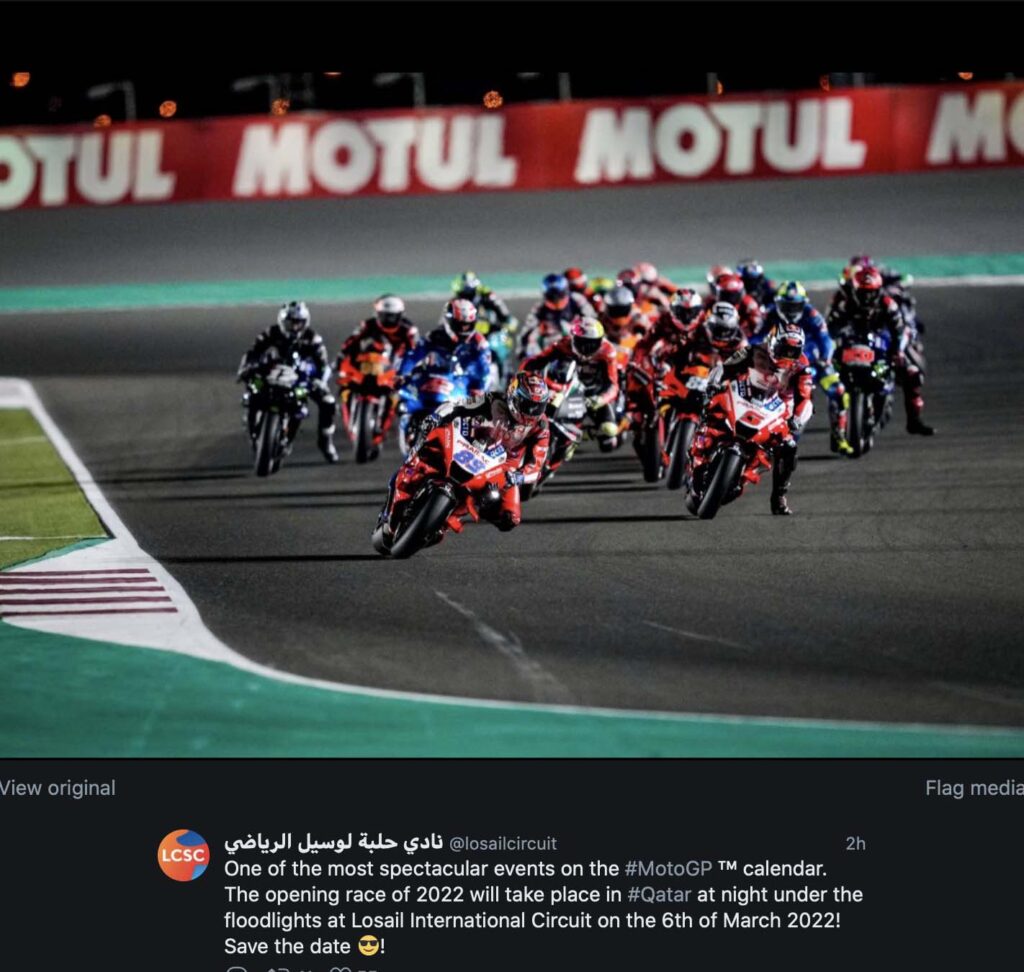 Le MotoGP ouvrira en 2022 avec la nuit habituelle à Losail, au Qatar, le 6 mars Ritratto di GPone