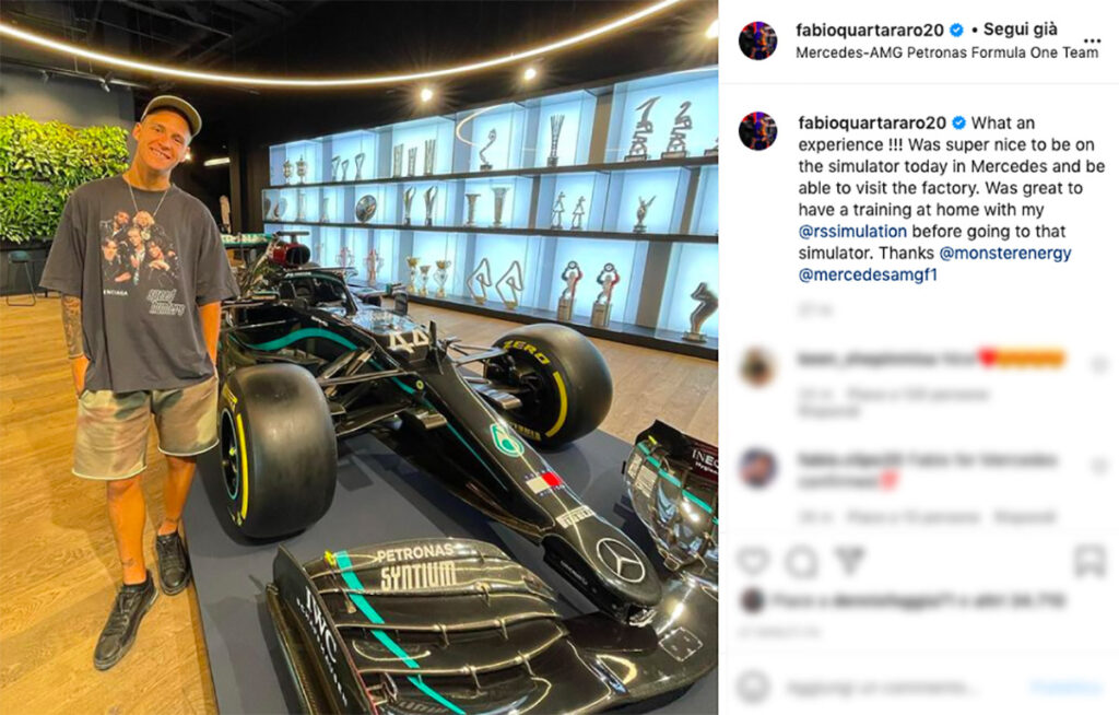 MotoGP, Quartararo comme Rossi au simulateur Mercedes F1 : “Une expérience incroyable” Ritratto di GPone