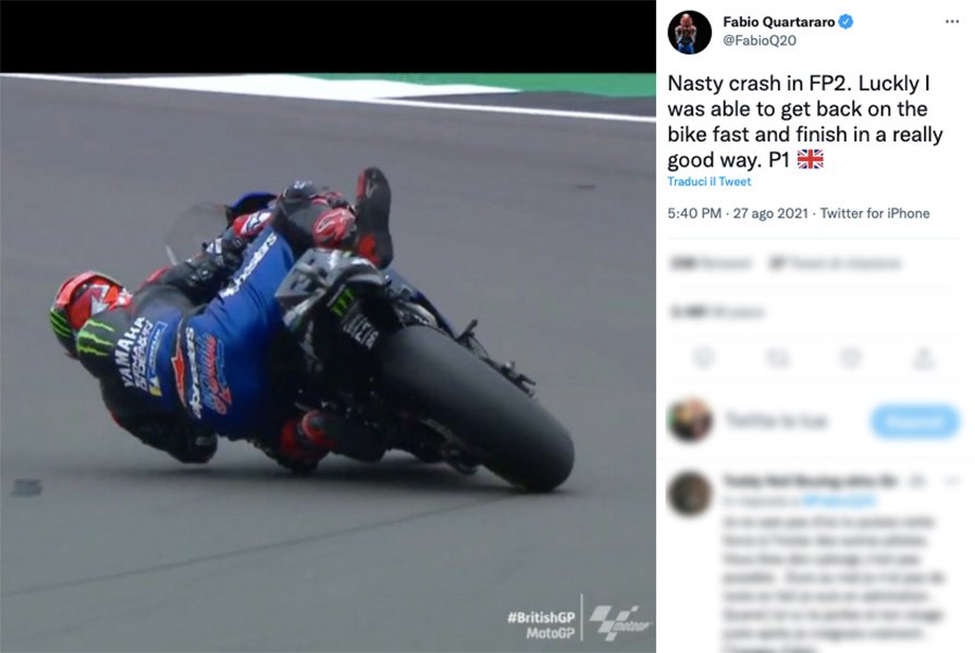 MotoGP, VIDEO – Le vol de Fabio Quartararo en FP2 à Silverstone Ritratto di GPone