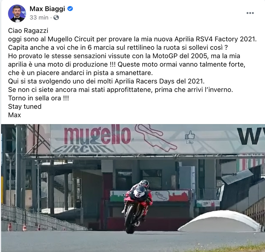 VIDÉO – Biaggi sur une roue en 6ème au Mugello avec l’Aprilia RSV4 VIDÉO - Biaggi sur une roue en 6ème au Mugello avec l'Aprilia RSV4