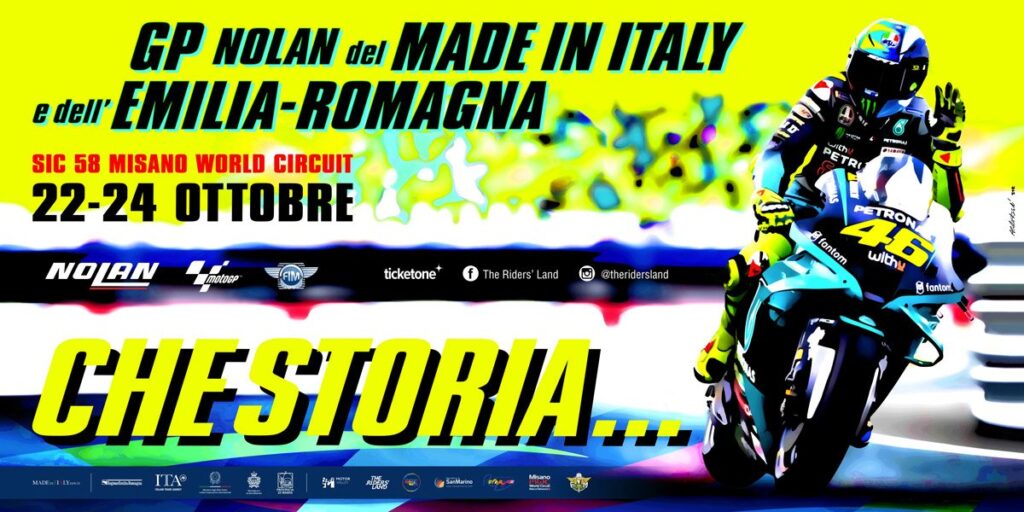 MotoGP, Misano célèbre Valentino Rossi sur l’affiche du GP : “Quelle histoire…” Ritratto di GPone