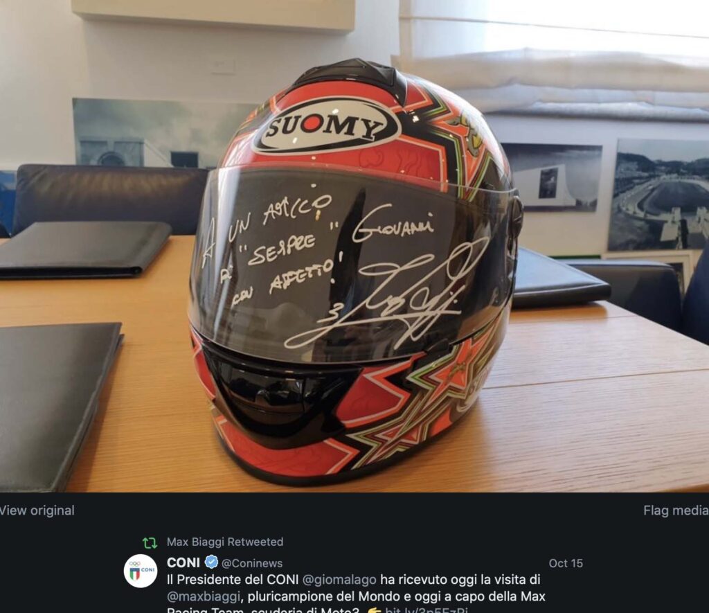 MotoGP, Max Biaggi rend visite au président de CONI Malagò « toujours ami » Ritratto di GPone
