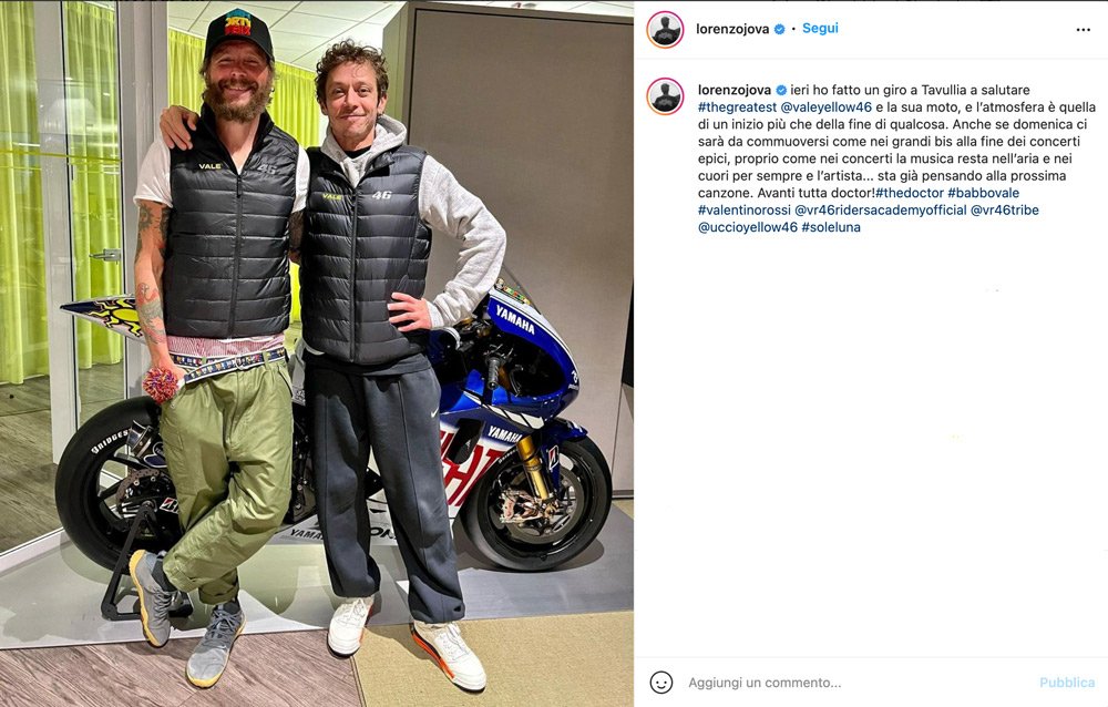 MotoGP, Jovanotti salue Valentino avant de prendre sa retraite : “c’est un début, pas une fin” Ritratto di GPone