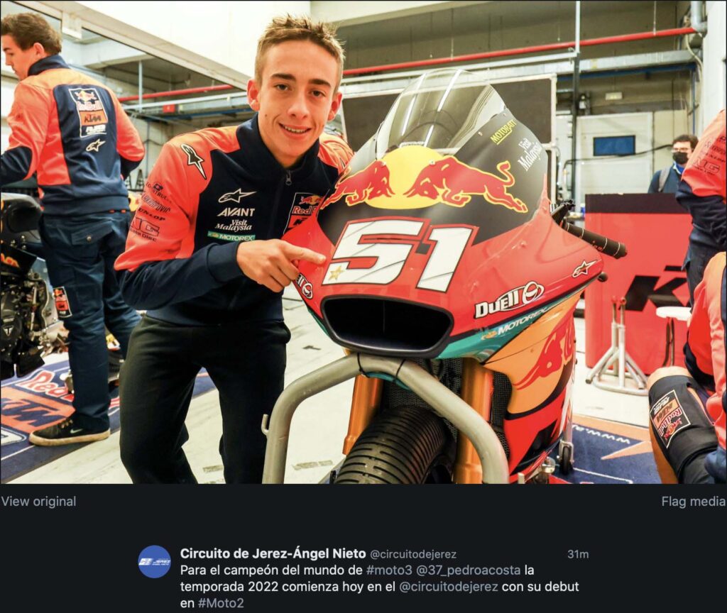 Moto2, Pedro Acosta fait ses débuts aujourd’hui sur la KTM Ajo à Jerez Ritratto di GPone