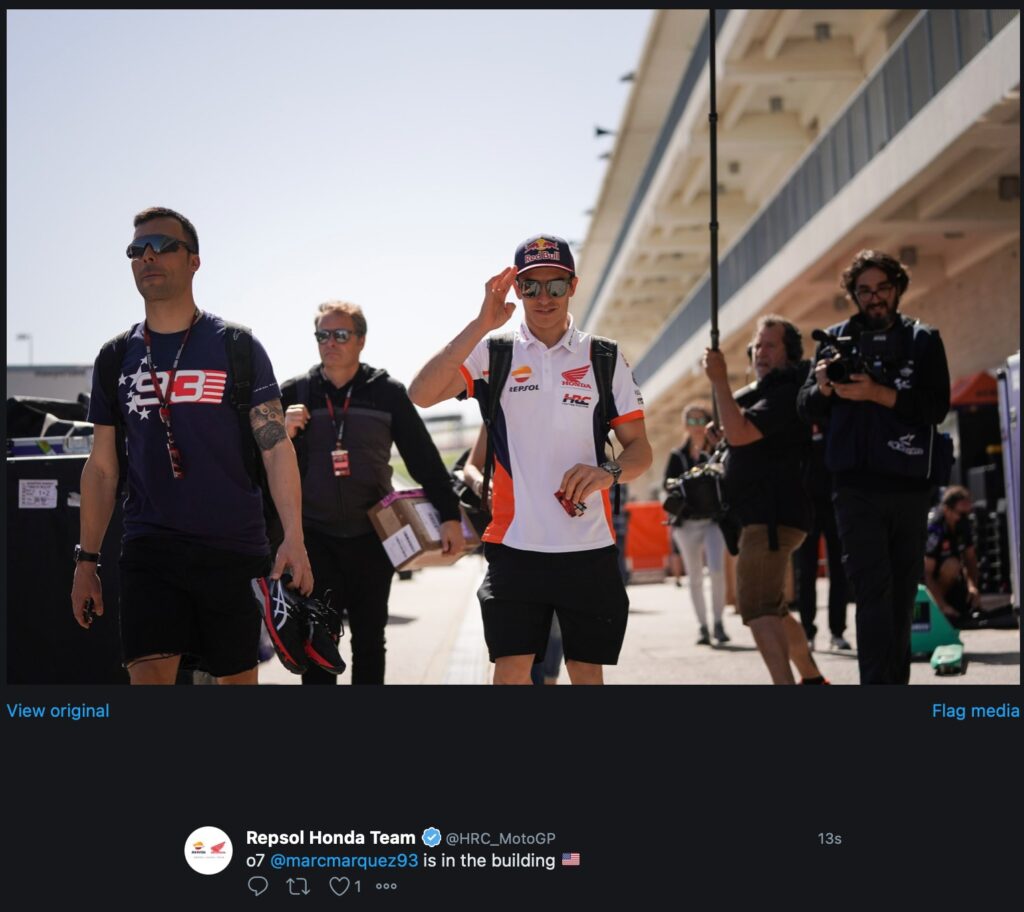 MotoGP, il est de retour ! Marc Marquez est arrivé à Cota prêt pour le GP d’Austin Ritratto di GPone