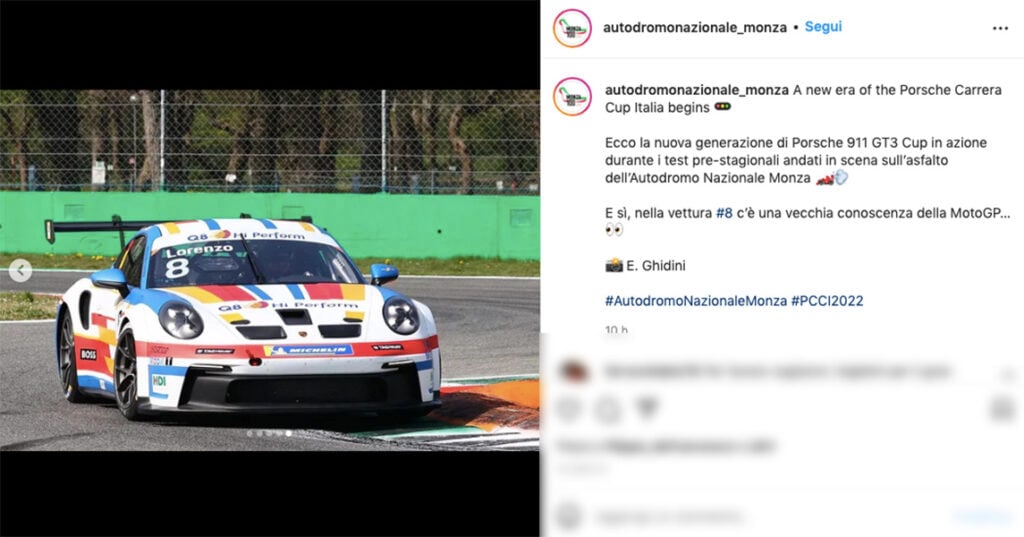 Jorge Lorenzo et l’aventure en Porsche 911 GT3 CUP Italy : essai à Monza Ritratto di GPone