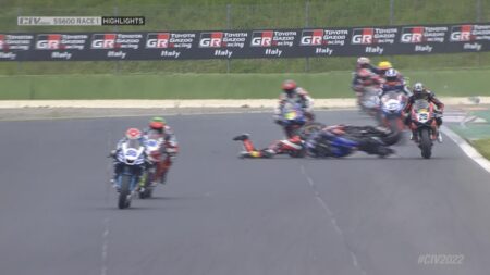 SBK, SS 600 : Peur pour Mercandelli à Vallelunga : il chute et risque de se faire écraser