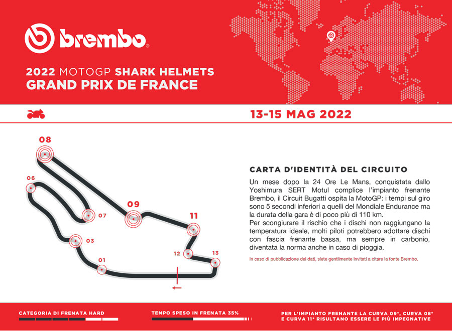 MotoGP, freins chauds et sous pression au Mans : 9 quintaux de charge en course MotoGP, freins chauds et sous pression au Mans : 9 quintaux de charge en course
