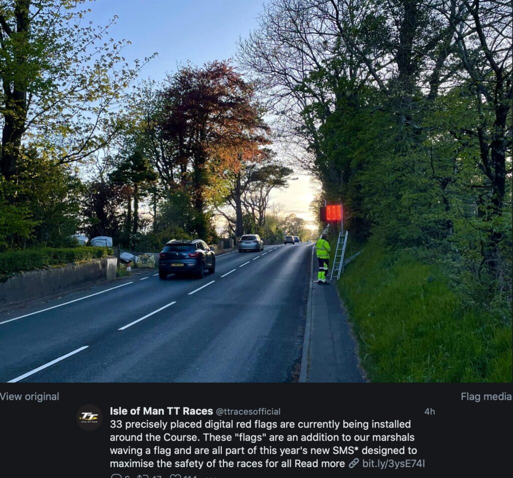 Le Tourist Trophy sur l’île de Man introduit des drapeaux rouges numériques Ritratto di GPone