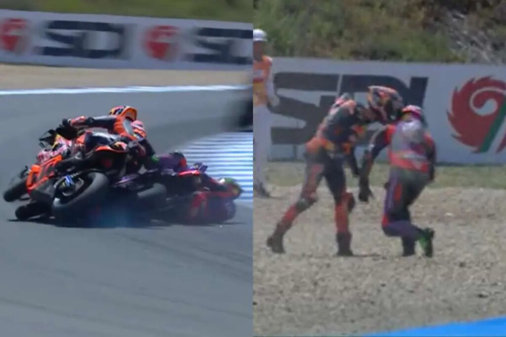 MotoGP, Miller-Morbidelli fait des étincelles après l’accident : « Je ne voulais pas le heurter » MotoGP Jerez incidente Miller-Morbidelli