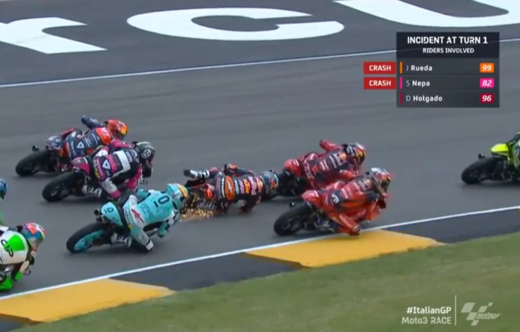 Pas seulement en MotoGP : Poncharal en colère contre la sanction d’Holgado en Moto3 crash-holgado-rueda-nepa-moto3-motogp-mugello