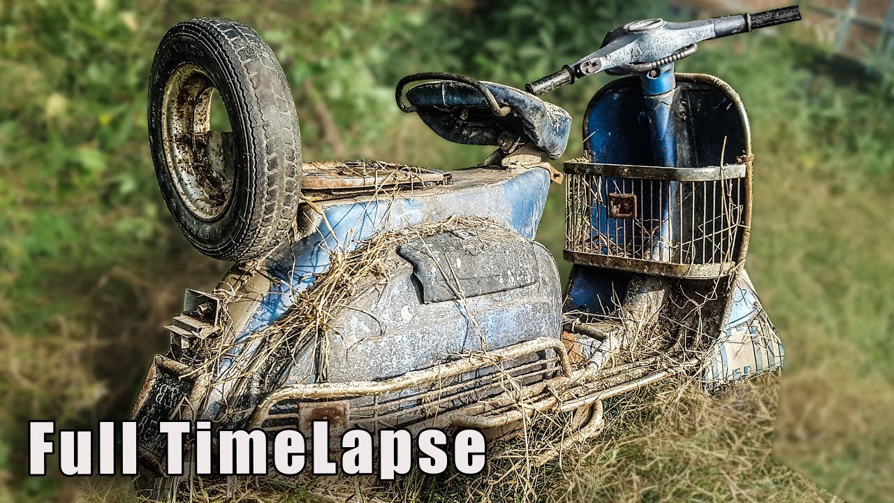 Full Restoration of 1970s Italian Piaggio Vespa Scooter - Full Timelapse