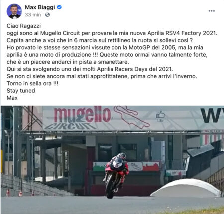 VIDÉO - Biaggi sur une roue en 6ème au Mugello avec l'Aprilia RSV4