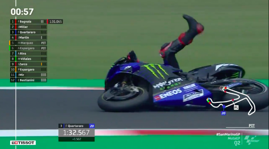 MotoGP: Ducati padrona di Misano: pole di Bagnaia su Miller, cadono Quartararo e Marquez