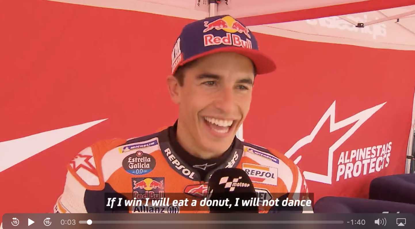 MotoGP, Marquez : « si je gagne à Austin, je mangerai un beignet sur le podium !