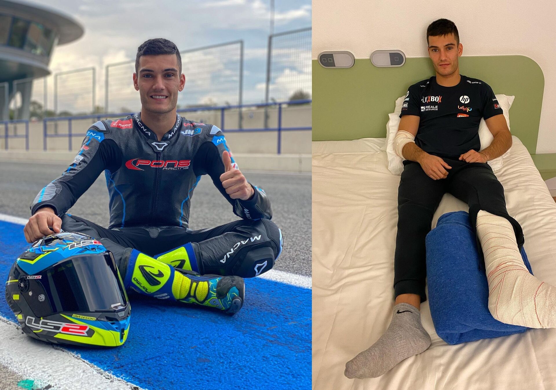 Moto2, blessure de Jorge Navarro, fracture de la malléole aux essais de Jerez