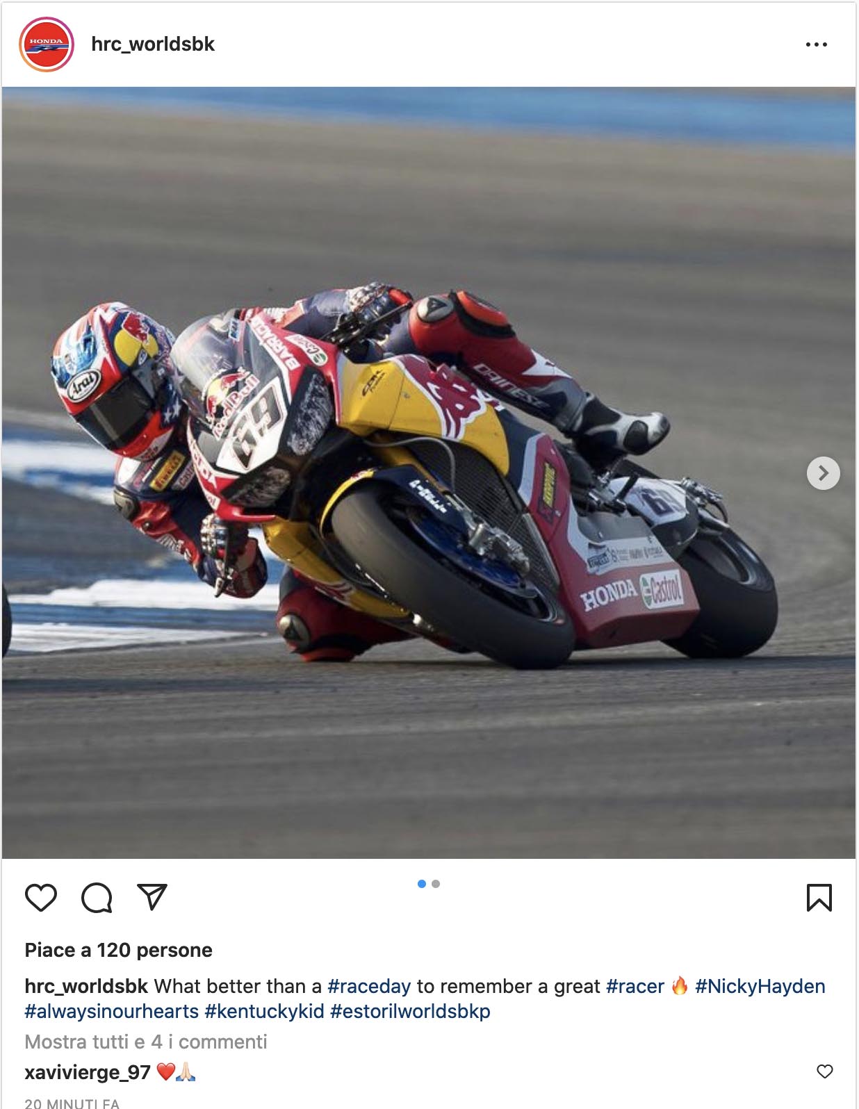 SBK, Aujourd’hui, il y a cinq ans, Nicky Hayden nous quittait