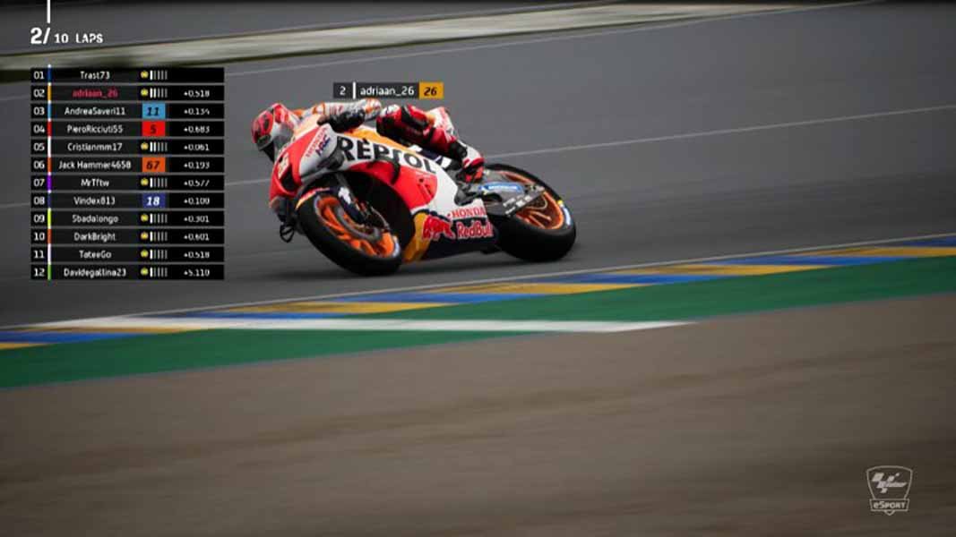 Adriaan_26 se rapproche de la tête du championnat MotoGP eSport