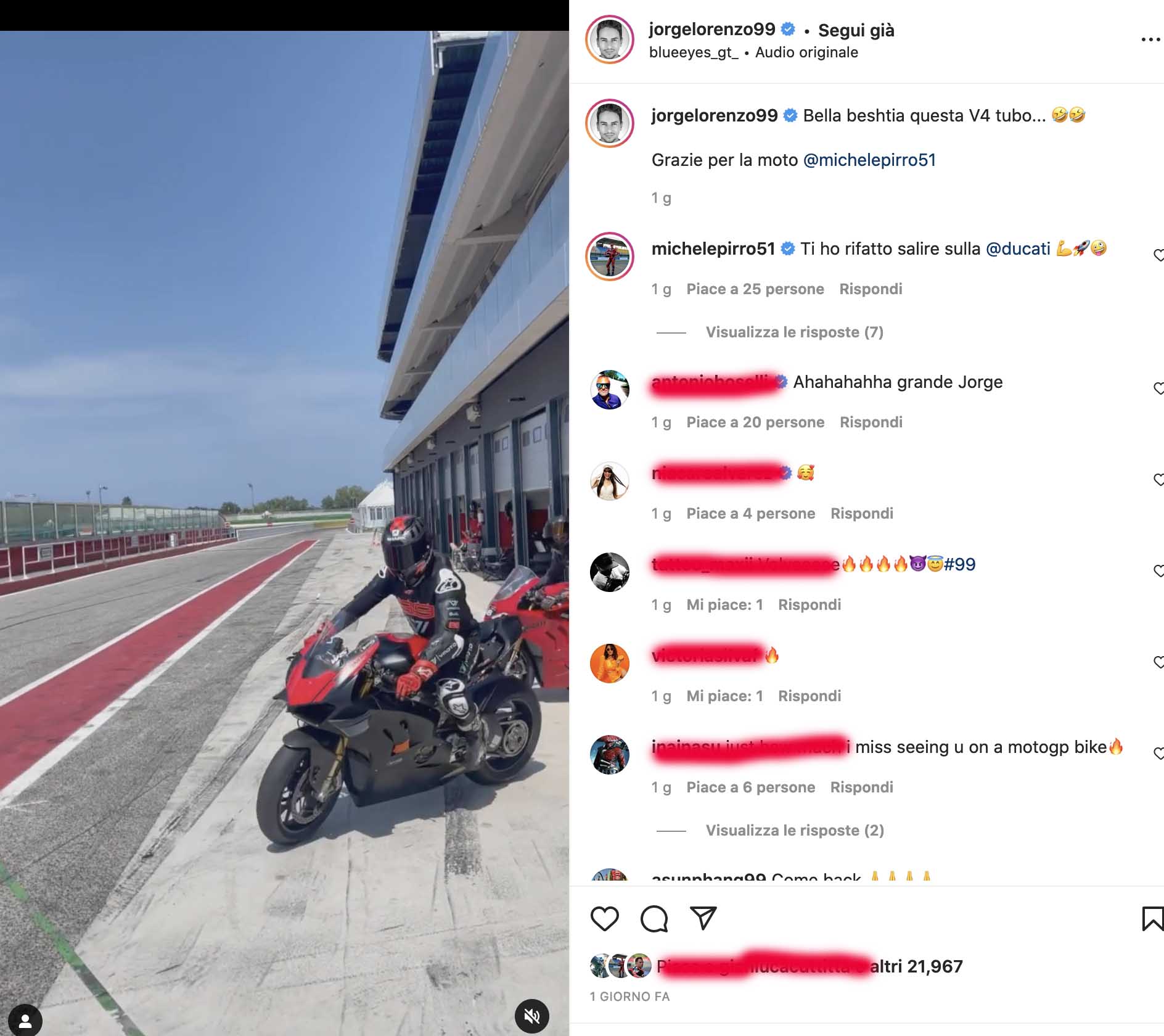 SBK, Lorenzo in Misano corrigeert zijn schot op de Ducati V4S: hij is een beest