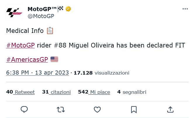 Miguel Oliveira 적합한 GP 오스틴