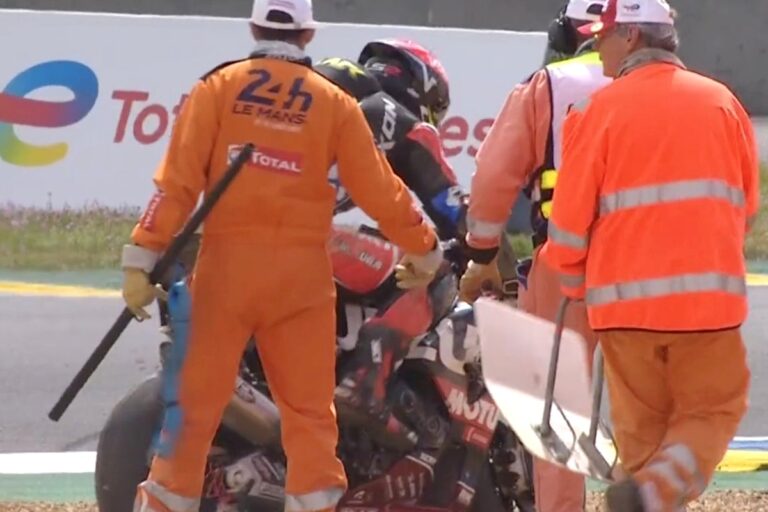 Partenza col botto della 24h Motos Le Mans: Yoshimura SERT a terra