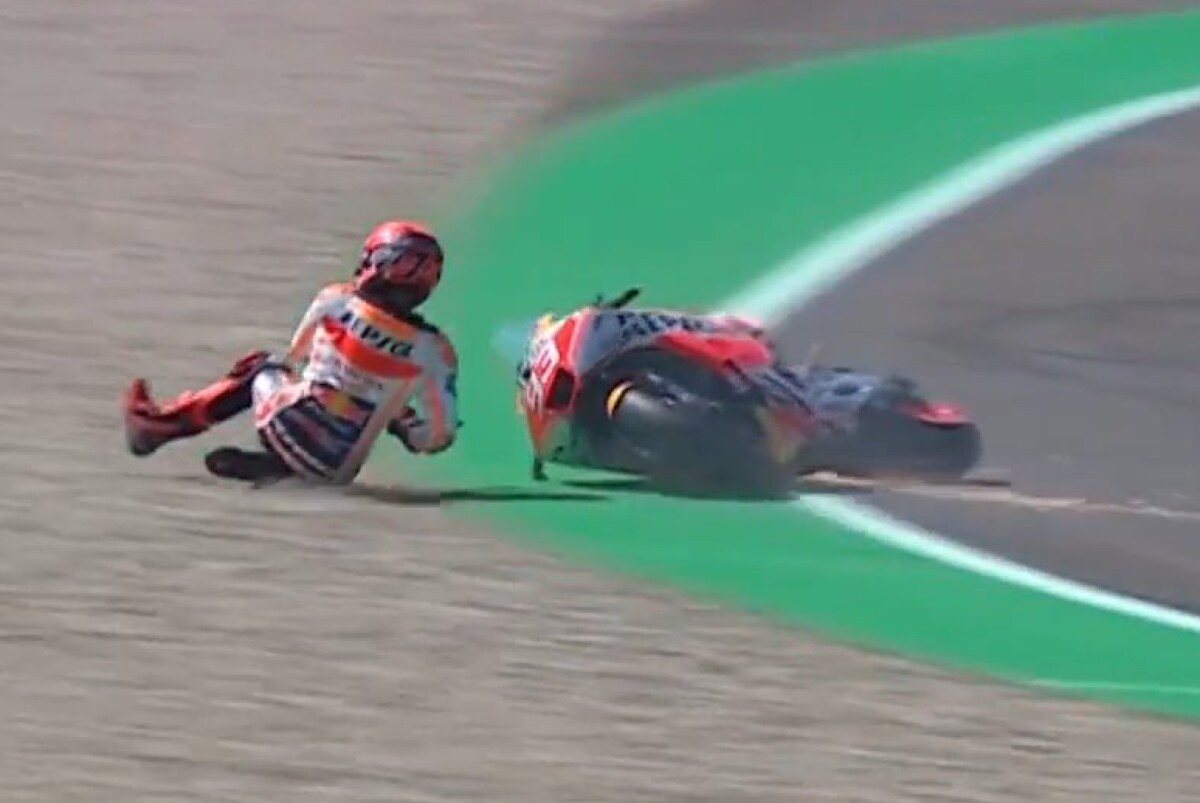 MotoGP Assen, Essais 2 avec chute de Marc Marquez