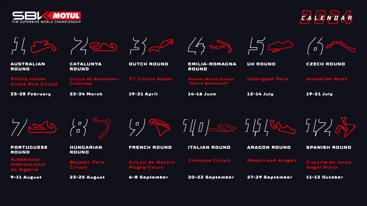 Superbike, kalendář na rok 2024 je oficiální: Cremona je tam