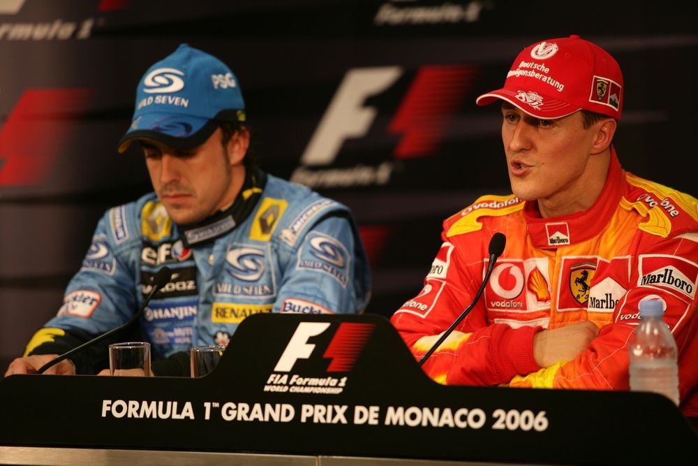 Press conférence de Michael Schumacher et Fernando Alonso après les qualifications