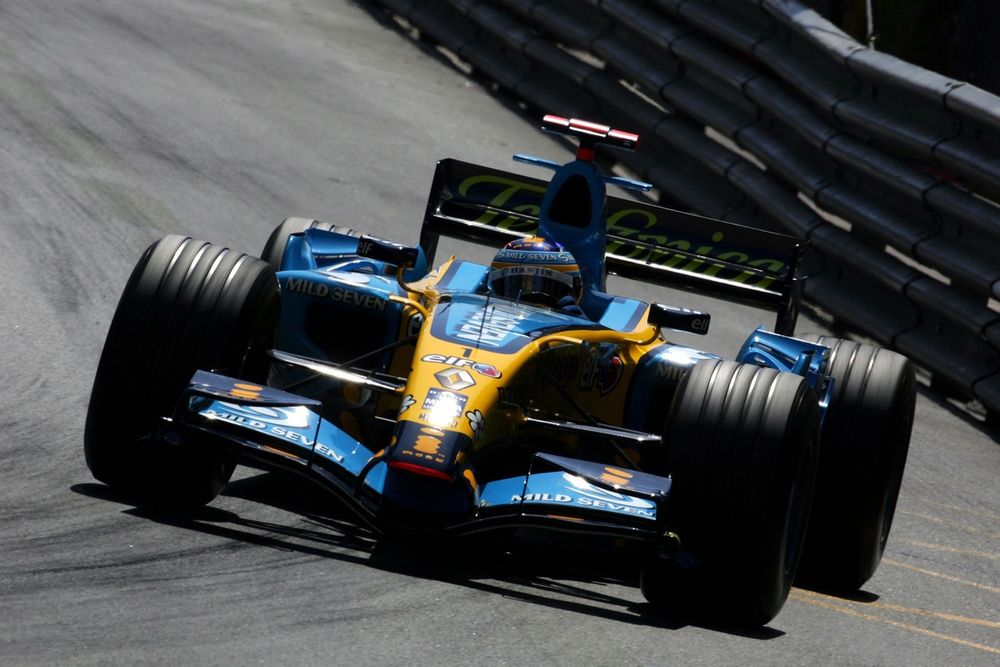 Fernando Alonso en Renault lors des essais libres à Monaco 2006
