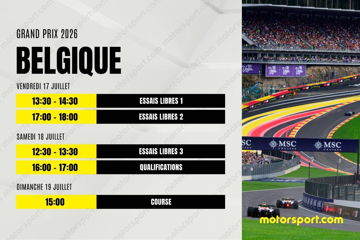 Tout savoir sur le programme du GP Belgique F1 2026 : dates, horaires et infos