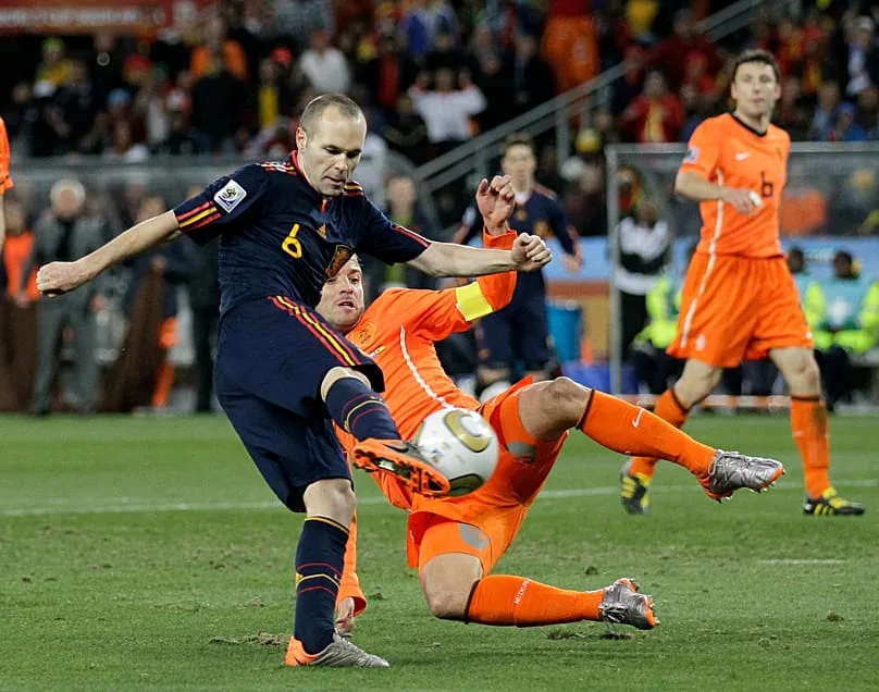 Andrés Iniesta marque le but décisif face aux Pays‑Bas en finale 2010 à Johannesburg