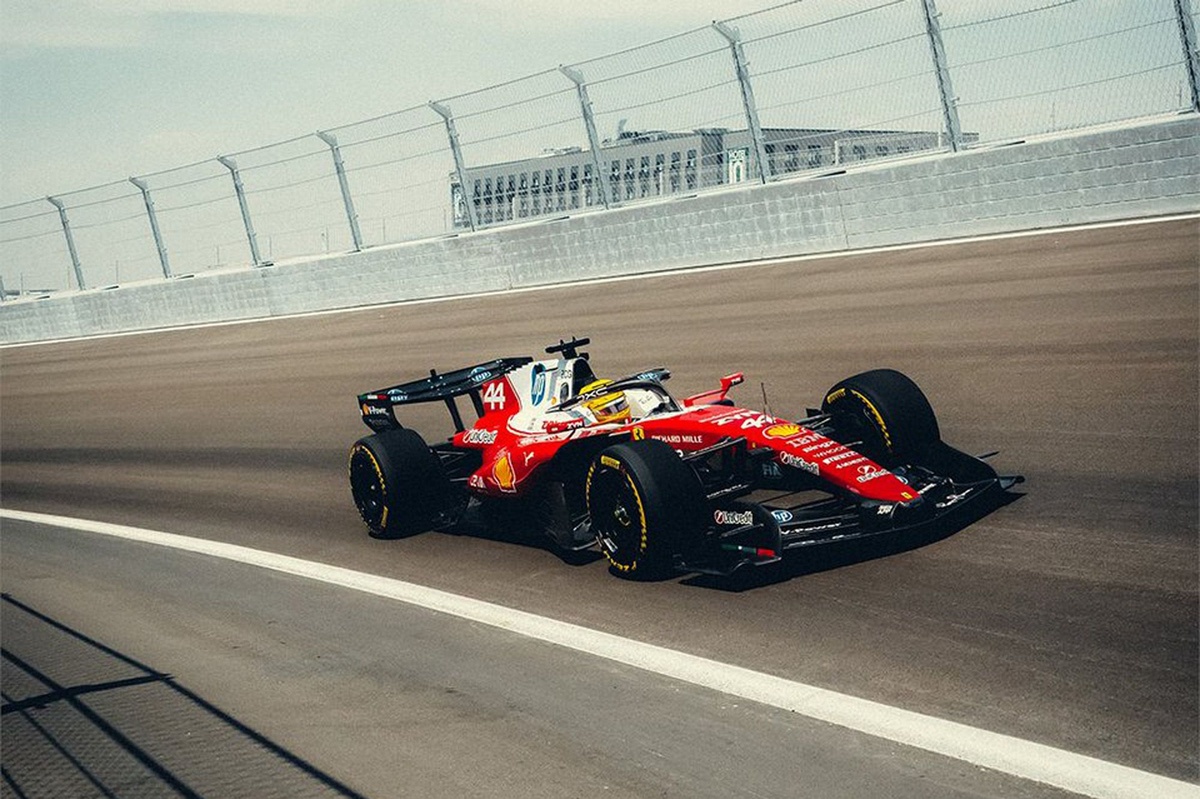 Lewis Hamilton et Charles Leclerc en roulage privé sur le circuit du Madring, Madrid