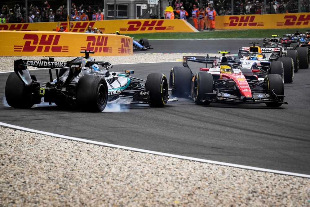 Collision entre George Russell et Lewis Hamilton au premier tour du Grand Prix de Belgique