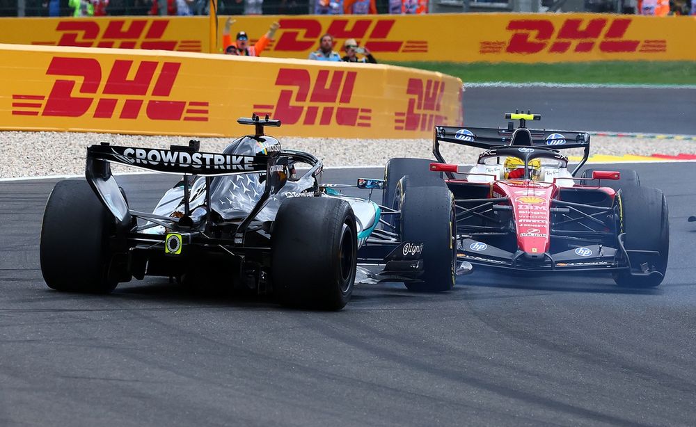 Collision entre George Russell et Lewis Hamilton à Spa.