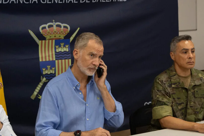Felipe VI lors du comité d'urgence sur les incendies depuis Majorque en juillet 2026