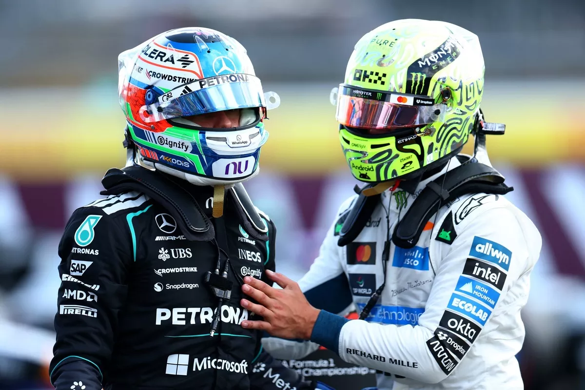 Lando Norris et Kimi Antonelli après les qualifications principales à Silverstone.