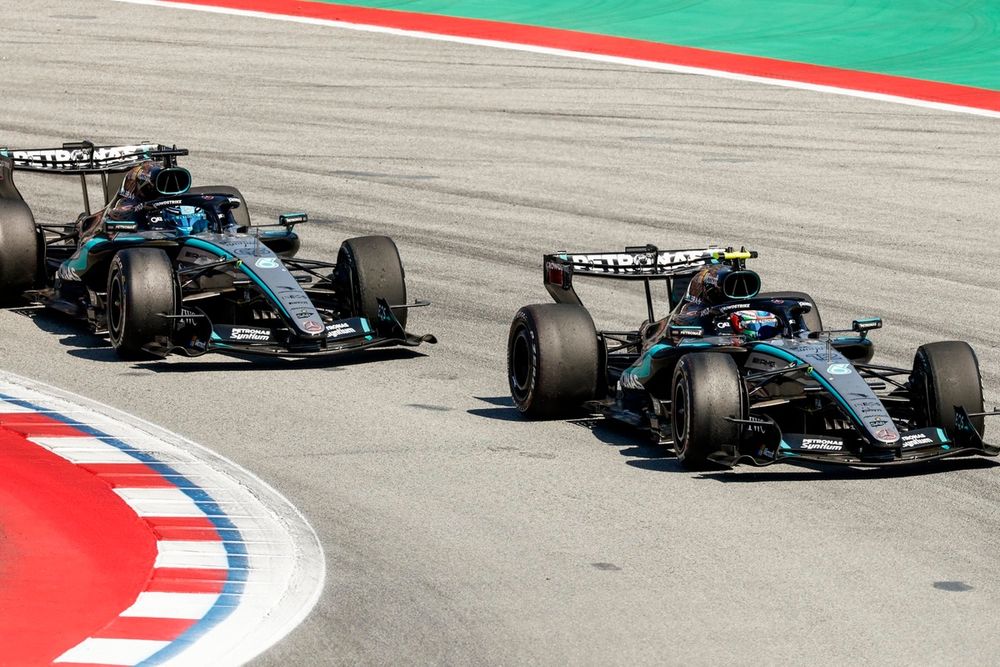 Kimi Antonelli et George Russell en pleine bataille sur le circuit de Spa‑Francorchamps