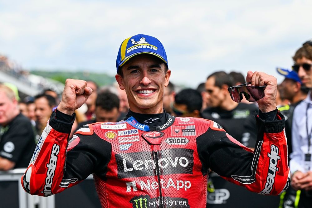 Marc Márquez en combinaison Ducati lors d'un Grand Prix MotoGP