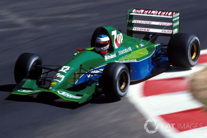 Michael Schumacher au volant de la Jordan 191 lors du Grand Prix de Belgique 1991