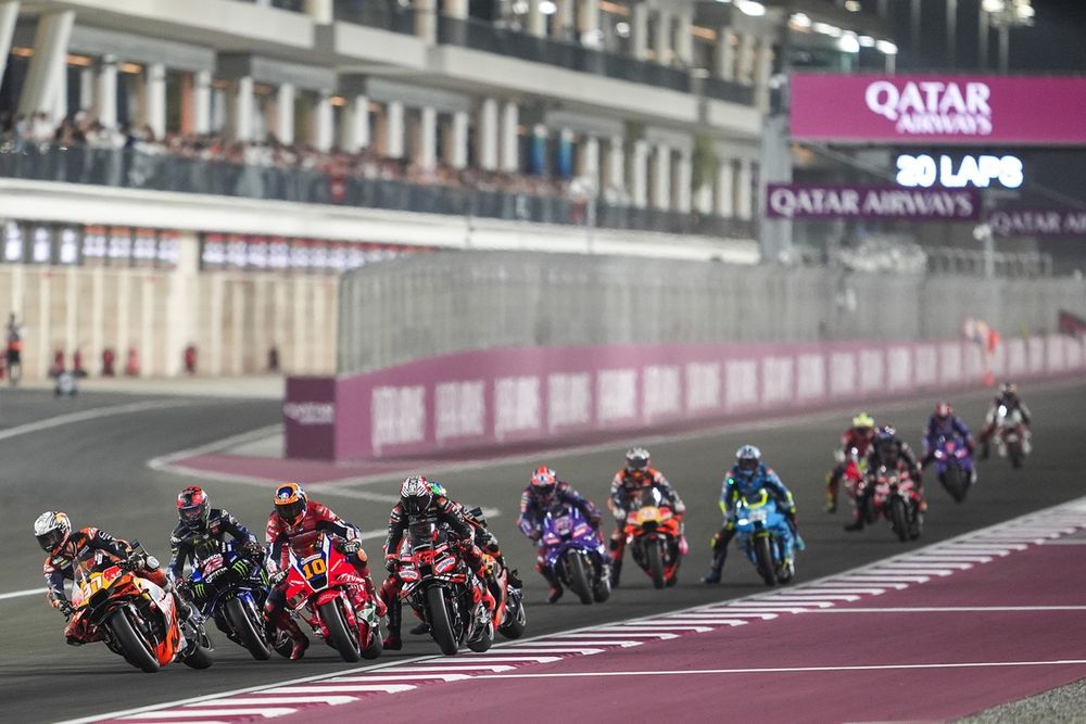 Le circuit de Losail, théâtre potentiel du Grand Prix du Qatar, vu depuis les tribunes.