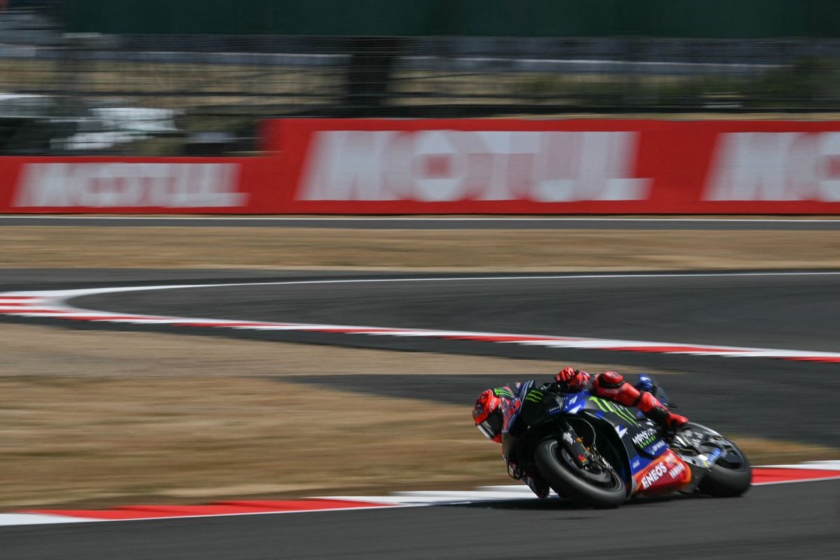 Fabio Quartararo en difficulté sur sa Yamaha lors du week‑end de Silverstone