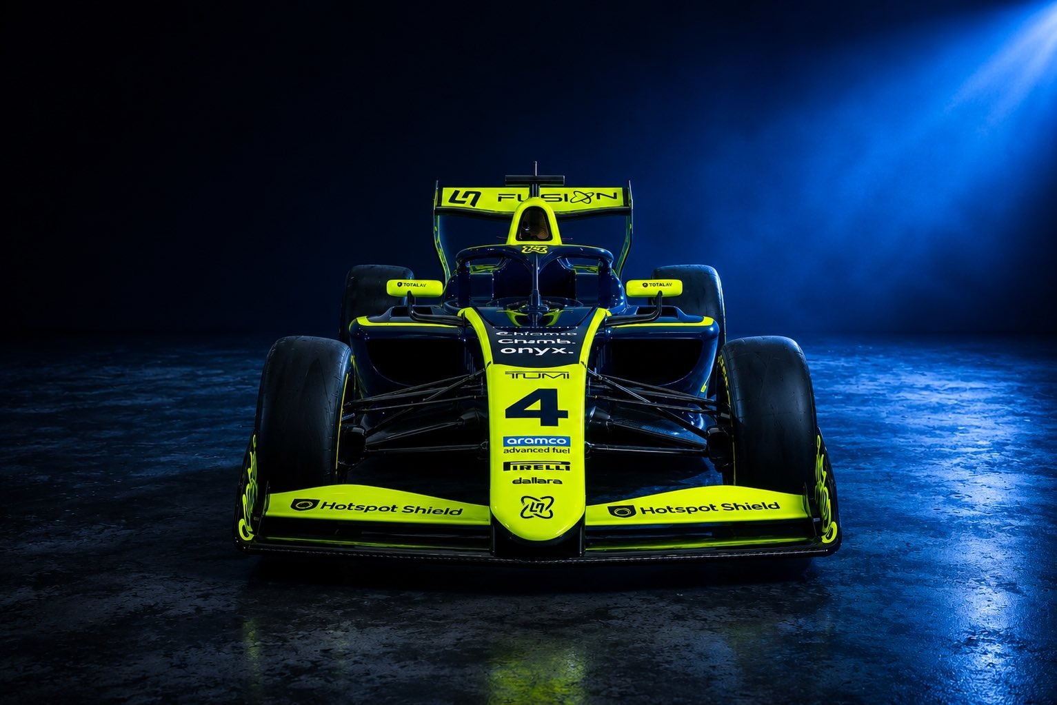 Monoplane LN4 Fusion aux couleurs bleu sombre et jaune fluo